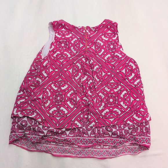 Crown & Ivy Pink Geometric Sleeveless Blouse 2X - Picture 3 of 10